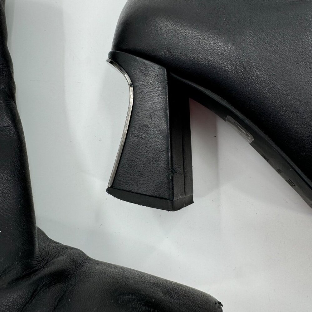 Furla Sirena Black Leather Square-Toe Ankle Boots Size7.5 or  38.5 Made In Italy - Picture 10 of 15